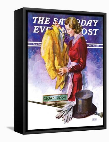 "Hatcheck Girl," Saturday Evening Post Cover, July 17, 1937-John LaGatta-Framed Premier Image Canvas