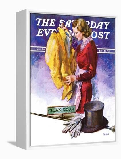 "Hatcheck Girl," Saturday Evening Post Cover, July 17, 1937-John LaGatta-Framed Premier Image Canvas