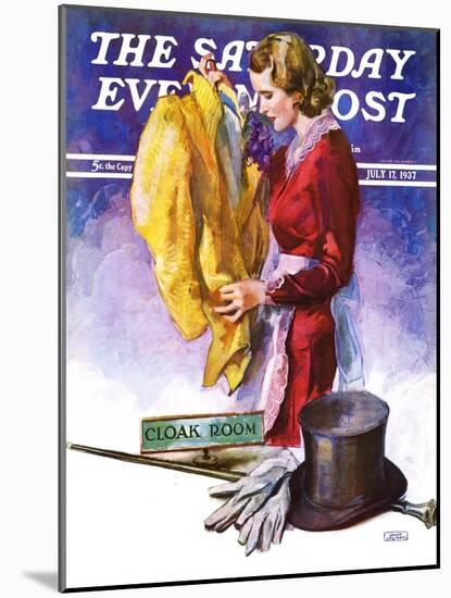 "Hatcheck Girl," Saturday Evening Post Cover, July 17, 1937-John LaGatta-Mounted Giclee Print