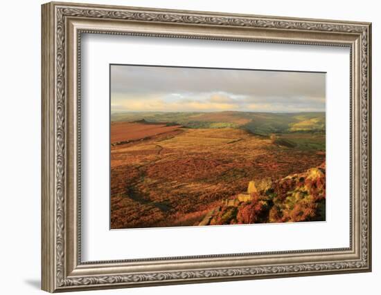 Hathersage Moor from Higger Tor, sunrise in autumn, Peak District National Park, Derbyshire, Englan-Eleanor Scriven-Framed Photographic Print