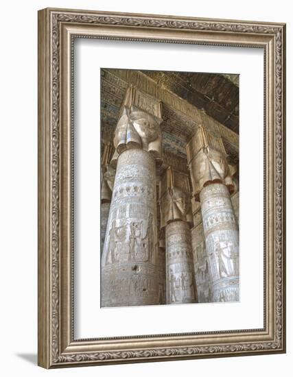 Hathor-Headed Columns, Hypostyle Hall, Temple of Hathor, Dendera, Egypt, North Africa, Africa-Richard Maschmeyer-Framed Photographic Print