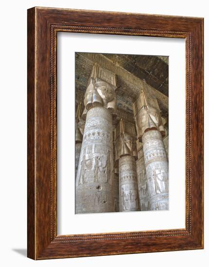 Hathor-Headed Columns, Hypostyle Hall, Temple of Hathor, Dendera, Egypt, North Africa, Africa-Richard Maschmeyer-Framed Photographic Print