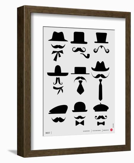 Hats and Mustaches Poster I-NaxArt-Framed Art Print