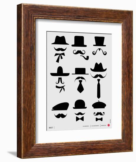 Hats and Mustaches Poster I-NaxArt-Framed Art Print