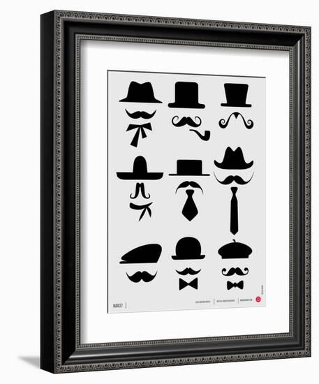 Hats and Mustaches Poster I-NaxArt-Framed Art Print