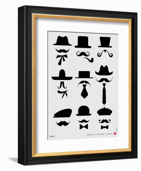 Hats and Mustaches Poster I-NaxArt-Framed Art Print