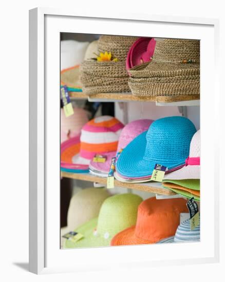 Hats for Sale, Kokkari, Samos, Aegean Islands, Greece-Walter Bibikow-Framed Photographic Print