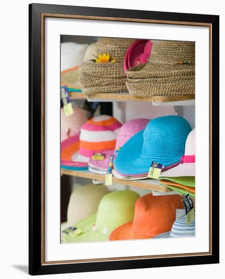 Hats for Sale, Kokkari, Samos, Aegean Islands, Greece-Walter Bibikow-Framed Photographic Print