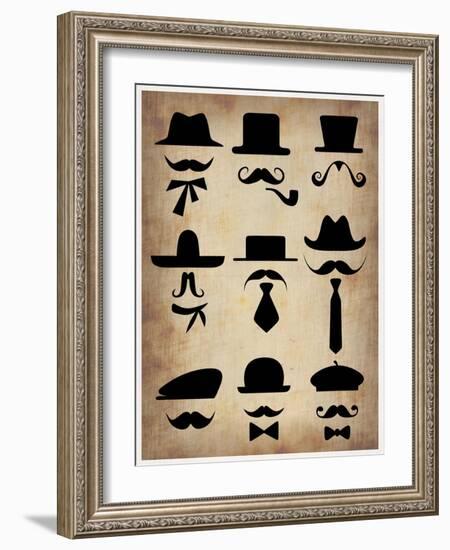 Hats Glasses and Mustaches-NaxArt-Framed Art Print