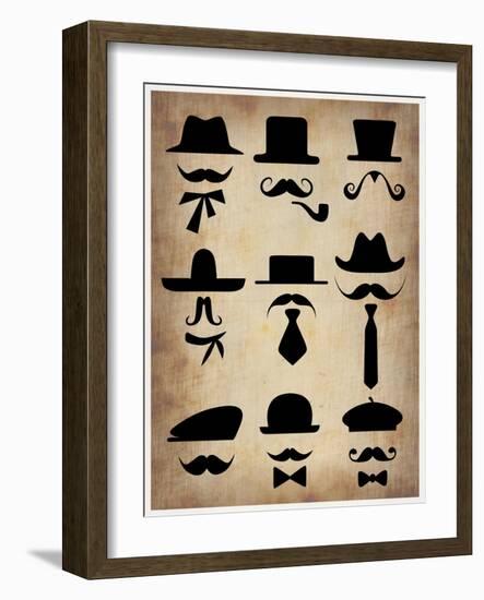 Hats Glasses and Mustaches-NaxArt-Framed Art Print