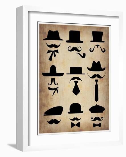 Hats Glasses and Mustaches-NaxArt-Framed Art Print