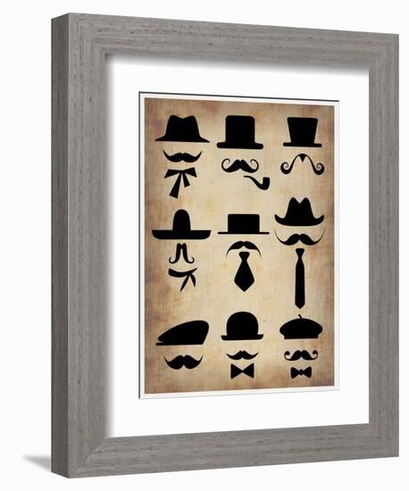 Hats Glasses and Mustaches-NaxArt-Framed Art Print