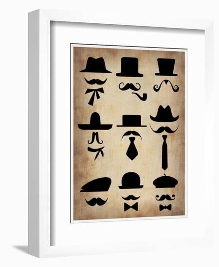 Hats Glasses and Mustaches-NaxArt-Framed Art Print