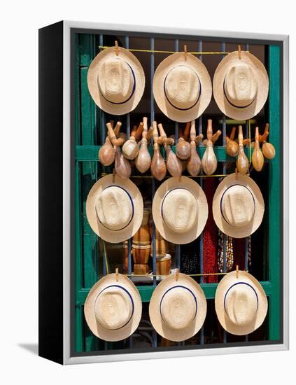 Hats, Musical Instruments,Religious Necklaces and Other Traditional Craft for Sale in Havana-Kamira-Framed Premier Image Canvas