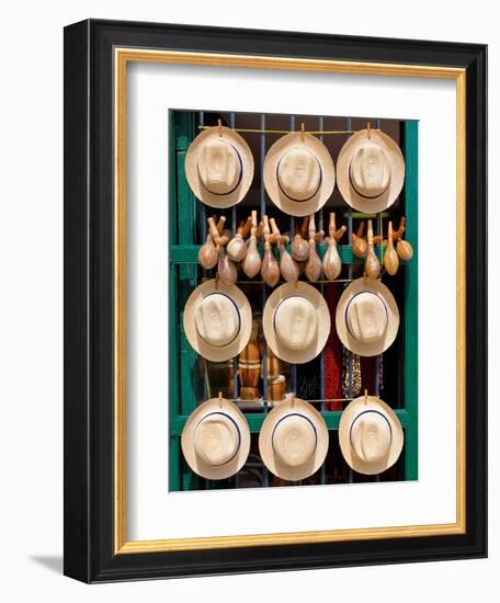 Hats, Musical Instruments,Religious Necklaces and Other Traditional Craft for Sale in Havana-Kamira-Framed Photographic Print