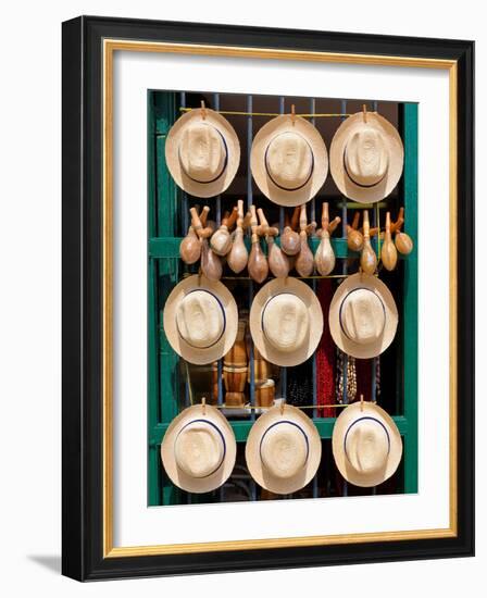 Hats, Musical Instruments,Religious Necklaces and Other Traditional Craft for Sale in Havana-Kamira-Framed Photographic Print