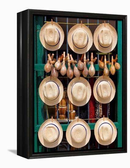 Hats, Musical Instruments,Religious Necklaces and Other Traditional Craft for Sale in Havana-Kamira-Framed Premier Image Canvas