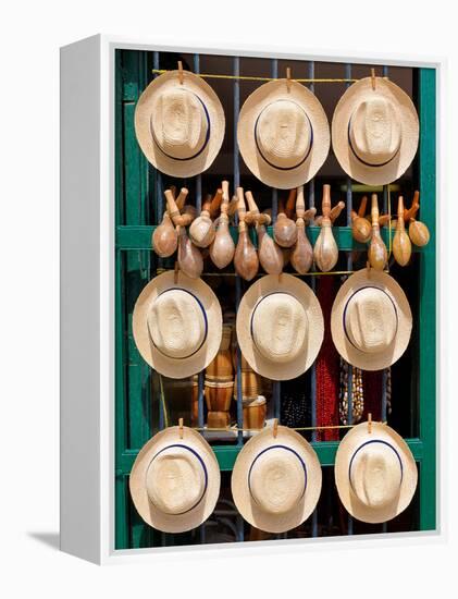 Hats, Musical Instruments,Religious Necklaces and Other Traditional Craft for Sale in Havana-Kamira-Framed Premier Image Canvas