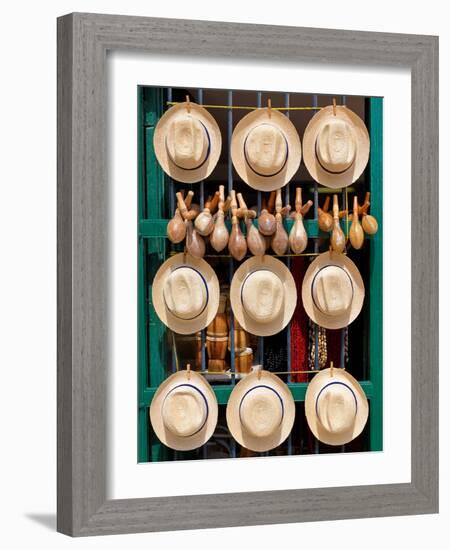 Hats, Musical Instruments,Religious Necklaces and Other Traditional Craft for Sale in Havana-Kamira-Framed Photographic Print