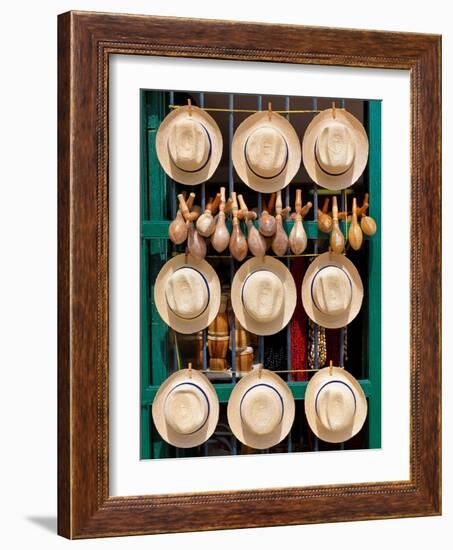 Hats, Musical Instruments,Religious Necklaces and Other Traditional Craft for Sale in Havana-Kamira-Framed Photographic Print