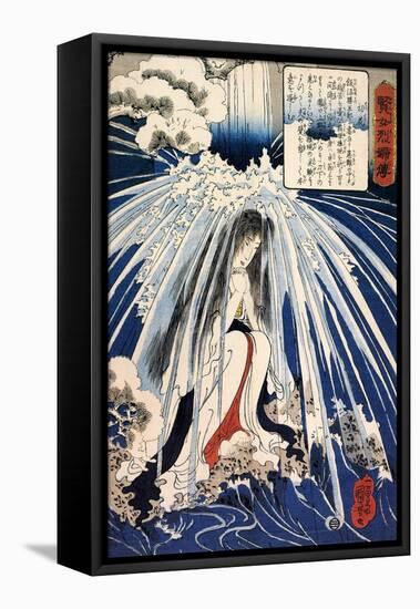 Hatsuhana Doing Penance under the Tonosawa Waterfall-Kuniyoshi Utagawa-Framed Premier Image Canvas