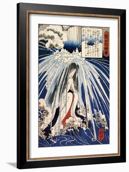 Hatsuhana Doing Penance under the Tonosawa Waterfall-Kuniyoshi Utagawa-Framed Giclee Print