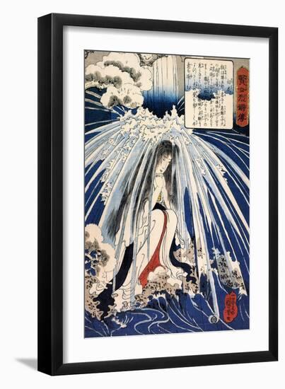 Hatsuhana Doing Penance under the Tonosawa Waterfall-Kuniyoshi Utagawa-Framed Giclee Print