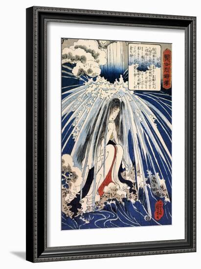 Hatsuhana Doing Penance under the Tonosawa Waterfall-Kuniyoshi Utagawa-Framed Giclee Print