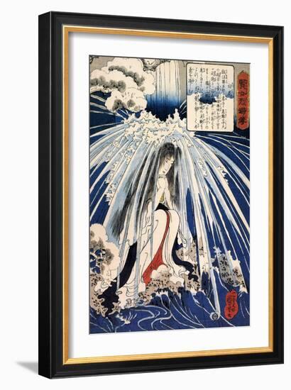 Hatsuhana Doing Penance under the Tonosawa Waterfall-Kuniyoshi Utagawa-Framed Giclee Print
