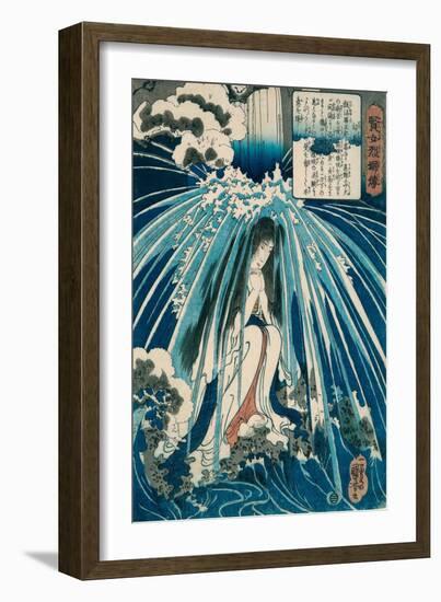 Hatsuhana in Prayer under the Gongen Waterfall at Hakone from the Series 'Stories of Wise Women and-Utagawa Kuniyoshi-Framed Giclee Print