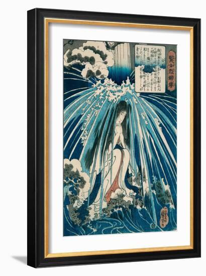 Hatsuhana in Prayer under the Gongen Waterfall at Hakone from the Series 'Stories of Wise Women and-Utagawa Kuniyoshi-Framed Giclee Print