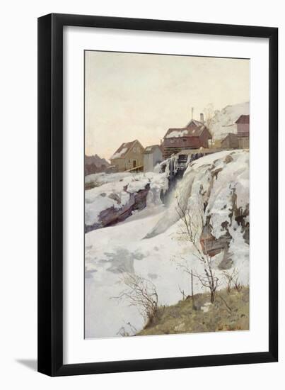 Haug falls, 1881 oil on panel-Fritz Thaulow-Framed Giclee Print