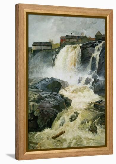 Haug falls, Modum, 1883 oil on panel-Fritz Thaulow-Framed Premier Image Canvas