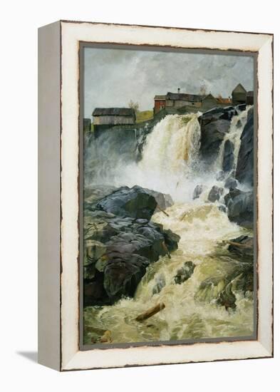 Haug falls, Modum, 1883 oil on panel-Fritz Thaulow-Framed Premier Image Canvas