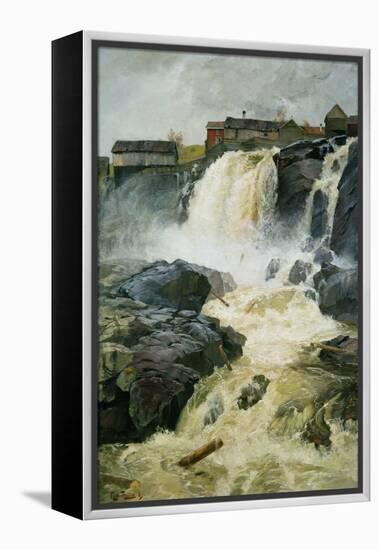 Haug falls, Modum, 1883 oil on panel-Fritz Thaulow-Framed Premier Image Canvas