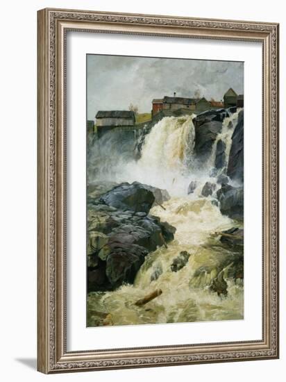 Haug falls, Modum, 1883 oil on panel-Fritz Thaulow-Framed Giclee Print