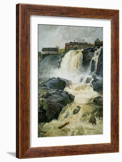 Haug falls, Modum, 1883 oil on panel-Fritz Thaulow-Framed Giclee Print