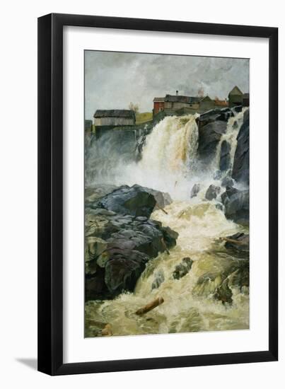 Haug falls, Modum, 1883 oil on panel-Fritz Thaulow-Framed Giclee Print