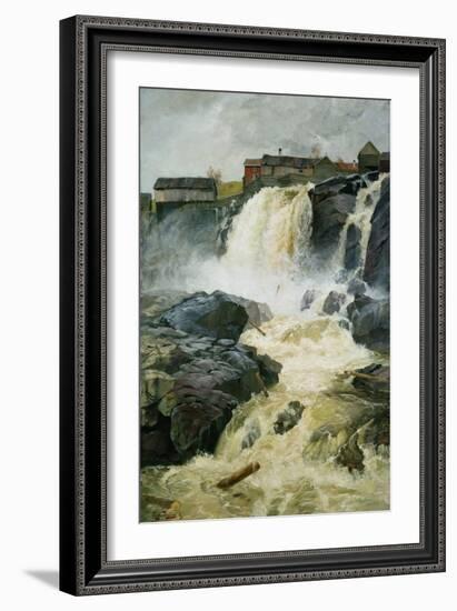 Haug falls, Modum, 1883 oil on panel-Fritz Thaulow-Framed Giclee Print