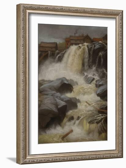 Haug falls, Modum, 1883 pastel on paper-Fritz Thaulow-Framed Giclee Print