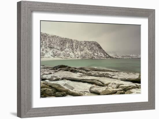 Haukland Beach in the Lofoten Islands, Norway in the Winter at Dusk-Felix Lipov-Framed Photographic Print