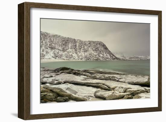 Haukland Beach in the Lofoten Islands, Norway in the Winter at Dusk-Felix Lipov-Framed Photographic Print