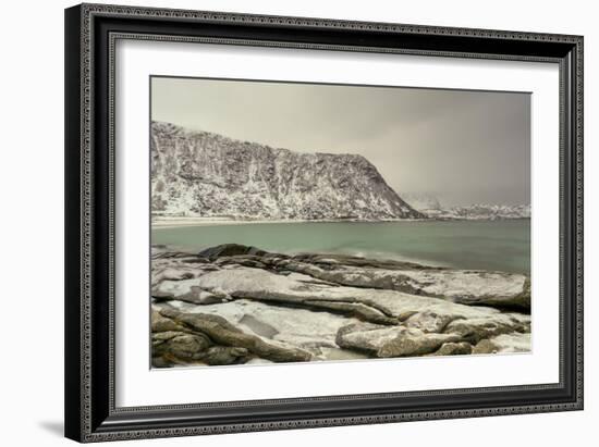 Haukland Beach in the Lofoten Islands, Norway in the Winter at Dusk-Felix Lipov-Framed Photographic Print