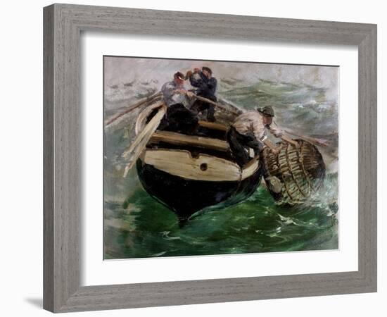 Hauling in Lobster Pots-Charles Napier Hemy-Framed Giclee Print