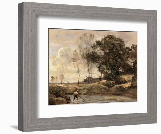 Hauling in the Nets-Jean-Baptiste-Camille Corot-Framed Art Print
