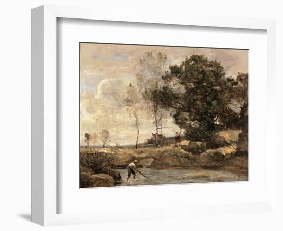 Hauling in the Nets-Jean-Baptiste-Camille Corot-Framed Art Print