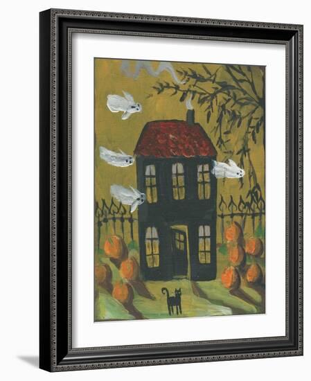 Haunted House Ghosts Halloween-sylvia pimental-Framed Art Print