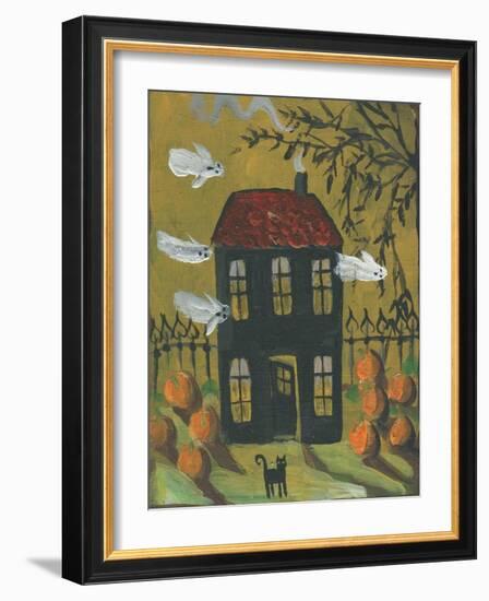 Haunted House Ghosts Halloween-sylvia pimental-Framed Art Print