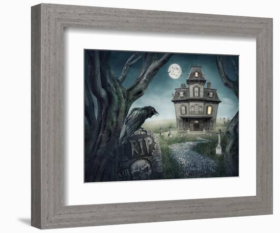 Haunted House-egal-Framed Art Print