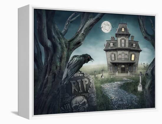 Haunted House-egal-Framed Stretched Canvas